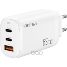 Teknohane  65W Gan3 Turbo Hızlı Şarj Cihazı Type-C Qc Pd 2xusb-C 1xusb-A (Gerçek 65 Watt)
