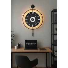 Aga Konsept Led'li Orjin Nero 24 Siyah Tiktok (Büyük Boy 50*75 Cm) Dekorati Metal Duvar Saati