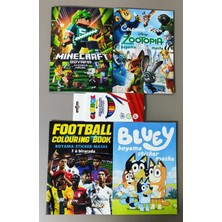 Ada Çanta Kırtasiye 4 Adet Stickerli Boyama Kitabı ve 12 Li Kuru Boya Kalemi (MINECRAFT/ZOOTOPIA/FUTBOL/BLUEY)AD2409