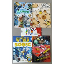 Ada Çanta Kırtasiye 4 Adet Stickerli Boyama Kitabı ve 12 Li Kuru Boya Kalemi (ZOOTOPIA/CAPYBARA/SONIC/ARABALAR)AD2474