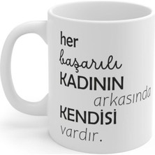Mio Life Her Başarılı Kadının Arkasında Tasarımlı Baskılı Kahve Kupası, Çay-Kahve-Çorba Kupası