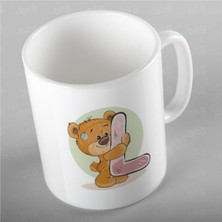 Mio Life L Harfi ve Sevimli Ayıcık Baskılı Porselen Kupa Bardak - ANI017