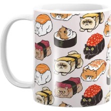 Mio Life Beyaz Sushi Kedi Mug Kupa
