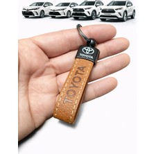 Stilix Garage Toyota ve Logolu Anahtarlık Suni Deri (Kahverengi)