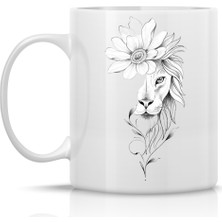 Mio Life Minimalist Çizim Çiçek Aslan Kupa Bardak