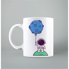 Mio Life Astronot Baskılı Beyaz Kupa Bardak