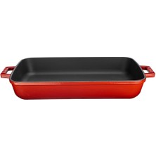 Lava Döküm Dikdörtgen Tepsi, 26X40 Cm, Kırmızı