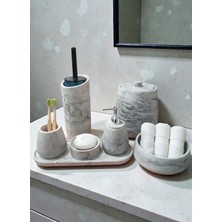Trust Stone Mermer Desen Beton Banyo Seti Tuvalet Wc,sıvı Sabunlu, Diş Fırçalığı Aksesuar Takımı, Dekorasyon