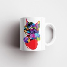 Mio Life Kedi Kupa | Kalpli Kedi | Kahve Kupası | Hediyelik Kupa | Seramik Kupa | Kupa Bardak