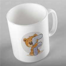 Mio Life F Harfi ve Sevimli Ayıcık Baskılı Porselen Kupa Bardak - ANI011