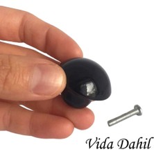 Aspol 4 Ad. Siyah Mantar Düğme Kulp Mobilya Çekmece Dolap Kapak Kulbu Metal Kulp Aksesuarları Vidalı