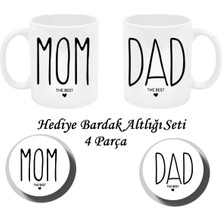 Mio Life Mom Dad Çift Kupa Bardak ve Hediye Bardak Altlığı