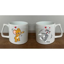 Mio Life Tom ve Jerry Baskılı Çift 2'li Lüks Kupa Bardak