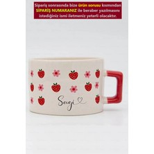 Mio Life Çilekli Çiçekli Kişiye Özel Isimli Minimalist Lüks Nescafe Fincanı