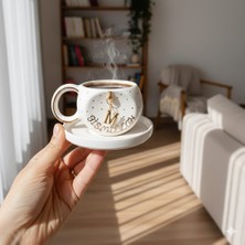 Ceresshop El Yapımı Kişiye Özel Harf Charm Detaylı Seramik Fincan(Sipariş Sonrası Harf Için Mesajla Belirtinz)