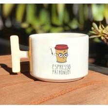 Mio Life Espresso Patronum Baskılı Beyaz El Yapımı T Kulp Kupa Bardak