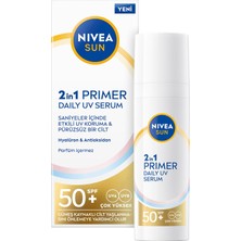 Nıvea Sun SPF50 Nemlendirici Primer Serum 30ML, Makyaj Bazı, Hyaluron, Antioksidan, Yüksek Güneş Kor