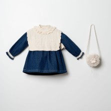 Cocosiss Incili Süveter Denim Kız Çocuk Elbise