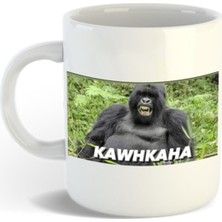 Mio Life Beyaz Kawkaha ve Goril Tasarımlı Kupa Bardak