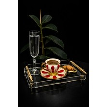 Pleksi Gold Kulplu Mini Tepsi – Şeffaf Pleksi Modern Tasarım, Dekoratif Sunum ve Servis Tepsisi