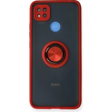 Pazarcan Redmi 9c Kılıf Montreal Yüzüklü Silikon Kapak - Kırmızı