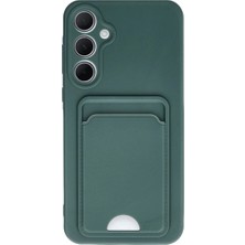 Pazarcan Samsung Galaxy A35 5g Kılıf Kelvin Kartvizitli Silikon - Koyu Yeşil