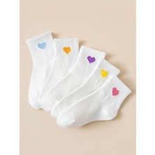 Worthy Socks 5'li Kalp Desenli Patik Bilek Çorap 5 Çift