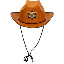 Pazarcan Kovboy Şerif Şapkası Kahve 12 Adet - Kostüm Parti ve Gösteri Şapkası