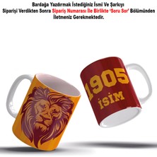 Mio Life Sarı Aslan Tasarımlı Kırmızı  Isim Yazılabilen  Kupa Bardak