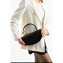 Özüm Takı Çanta Kadın Deri Tutma Detaylı El ve Omuz Çanta Siyah