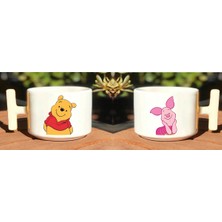 Mio Life Pooh & Piglet Baskılı Sevgili Çift Çift 2'li Beyaz T Kulp Kupa Bardak
