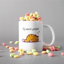 Mio Life Hediye Kedi Baskılı Ep Isterim Yatayım Yazılı Kupa Bardak