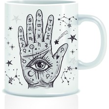 Mio Life El Illüstrasyon Baskılı Beyaz Kupa Bardak