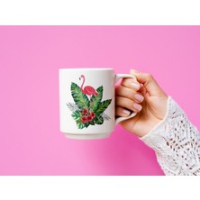 Mio Life Flamingo Tasarımlı Hediye Kutulu Seramik Çift Baskılı Beyaz Kupa Bardak