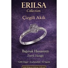 Erilsa Sertifikalı Bağırsak Hassasiyeti Enerji Yüzüğü – Çizgi Akik Taşı Ayarlamalı Ince Başak Yengeç Oğlak