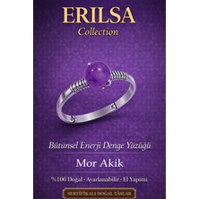 Erilsa Sertifikalı Bütünsel Enerji Denge Yüzüğü – Mor Akik Taşı Ayarlamalı Ince Kasa Akrep Kova Oğlak Burç
