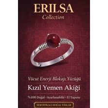 Erilsa Sertifikalı Vücut Enerji Blokaj Yüzüğü – Kızıl Yemen Akiği Ayarlamalı Ince Kasa Koç Aslan Akrep Burç