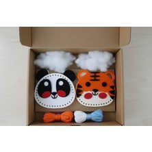 Mikido Box Çocuklar Için Panda & Kaplan Keçe Dikiş Aktivite Seti – Eğitici El Sanatları Oyuncağı