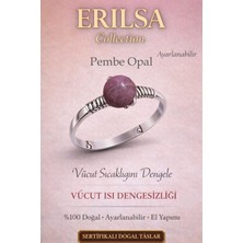 Erilsa Sertifikalı Vücut Isı Denge Enerji Yüzüğü – Pembe Opal Ayarlamalı Ince Kasa Boğa Yengeç Balık Burcu