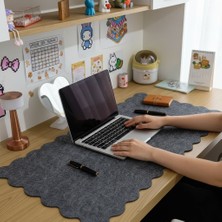 Next Craft Keçe Mouse Pad Kıvrımlı Büyük Çalışma Masası Düzenleyici Masa Üstü Mat 3 mm Kalınlık Koyu Gri
