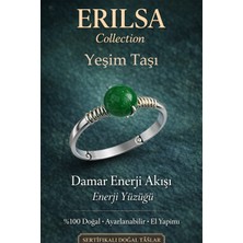 Erilsa Sertifikalı Damar Enerji Akışı Yüzüğü – Yeşim Taşı Ayarlanabilir Gümüş Kasa Terazi Boğa Balık