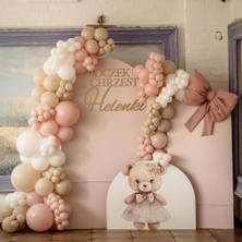 Pudra Pembe Bej Beyaz Balon Seti - 1 Yaş Konsept -  Doğum Günü- Baby Shower