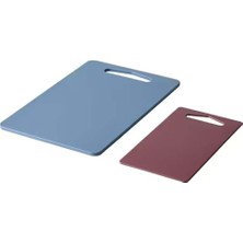 2 Parça Kesme Tahtası, Mavi-Kırmızı Renk Doğrama Tahtası Polietilen Plastik