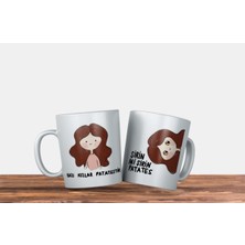 Mio Life Porselen - Şirinmi Şirin Patates Motto Kupa Bardak- Makinede Yıkanabilir