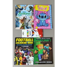 Ada Çanta Kırtasiye 4 Adet Stickerli Boyama Kitabı ve 12 Li Kuru Boya Kalemi (ZOOTOPIA/STITCH/MINECRAFT/FUTBOL)AD2807