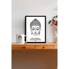 Mio Life Buda Kupa Bardak ve 20X30CM Çerçeveli Tablo Meditasyon Konsept Ikili Set