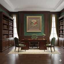 cosangroup Lüks Kabartmalı Büyük Boy Osmanlı Devlet Arması Tablosu - 68X72 cm - Özel Çerçeveli Ofis ve Makam Odası Dekoru