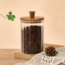 Mien 860 ml Borosilikat Cam Kavanoz – Akasya Kapaklı