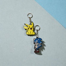 3D Tasarım Anahtarlık Modeli Pikachu & Sonic (2li)