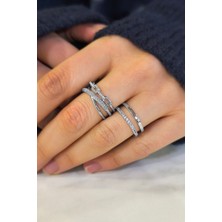 Trend Collection Işıltılı 2’li Gümüş Yüzük Seti Kadın Takı Set